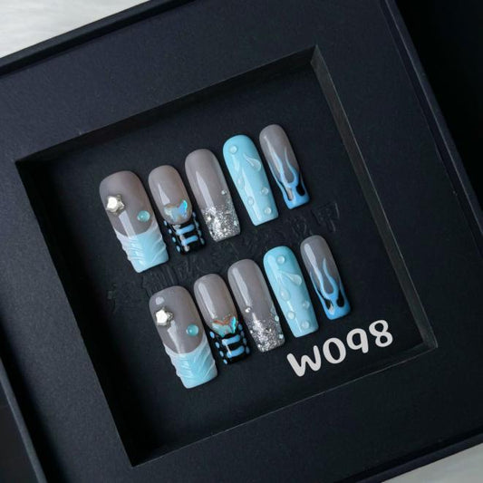 Handmade press on nail W098