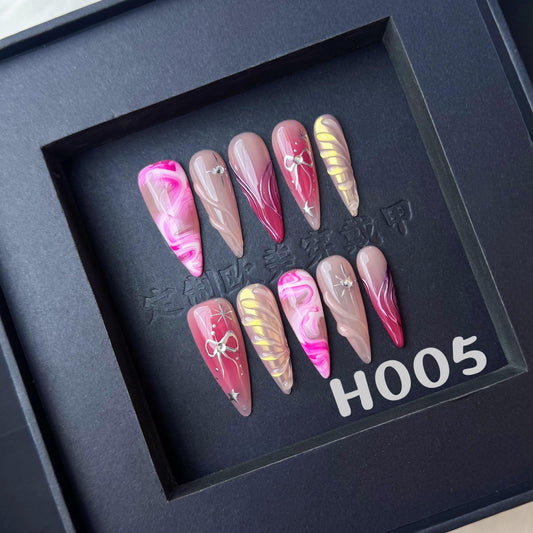 Handmade press on nail H005