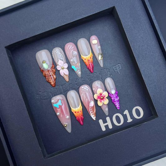 Handmade press on nail H010