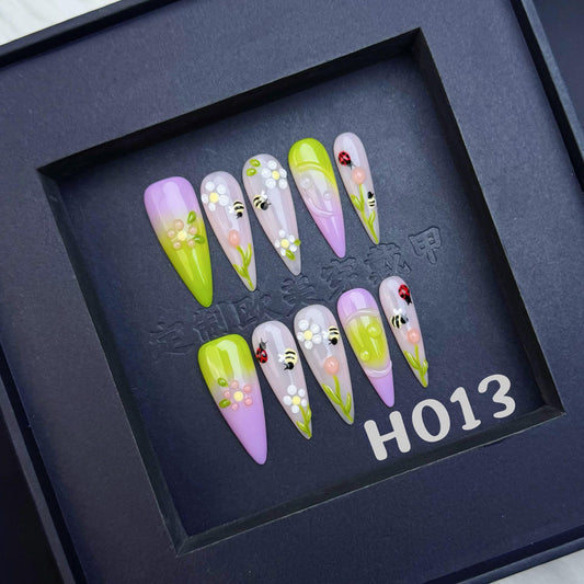 Handmade press on nail H013