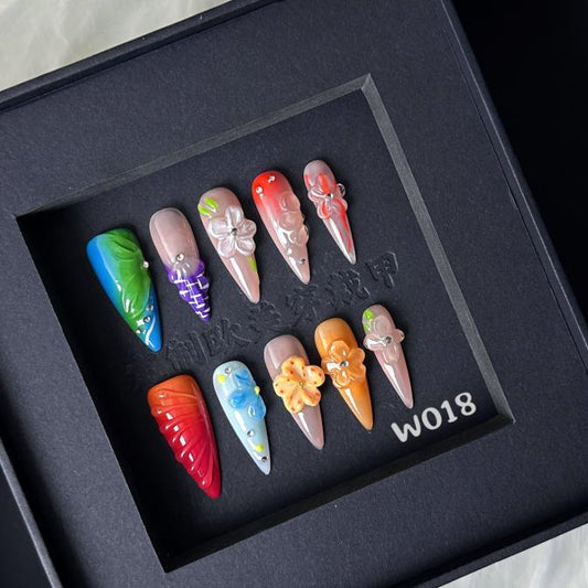 Handmade press on nail W018