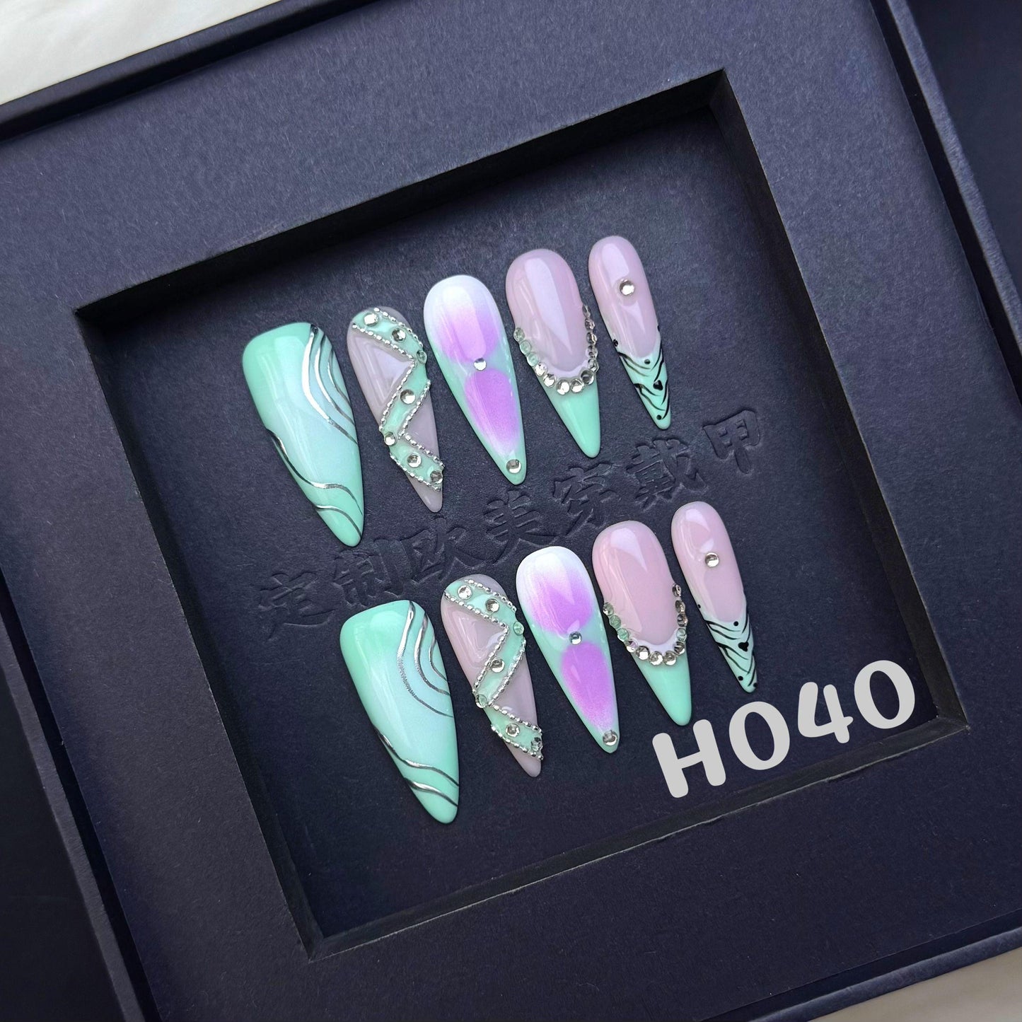 Handmade press on nail H040