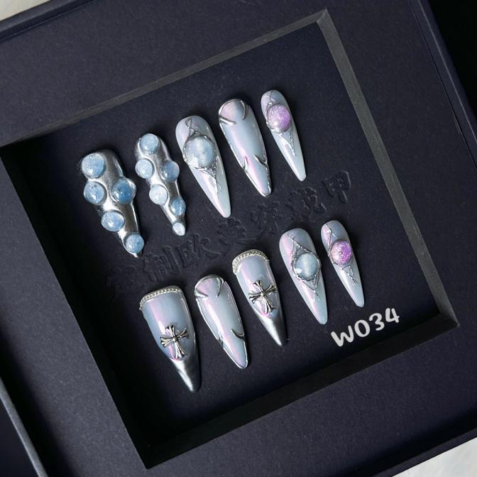 Handmade press on nail W034